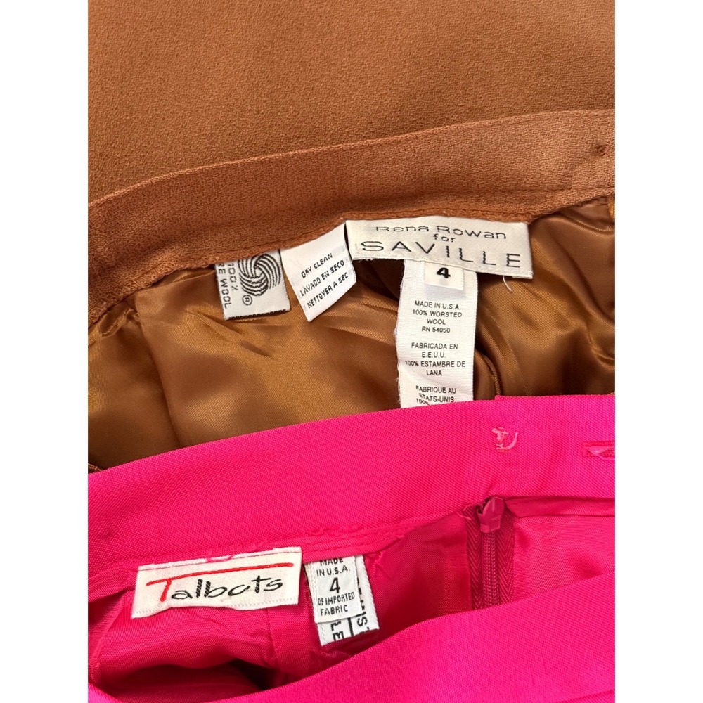 Vintage Skirt Bundle Rena Rowan Brown Wool & Talbots Pink Pencil Skirts Size 4 - Picture 6 of 6